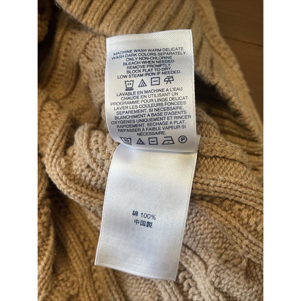Lands End Drifter Tan Cable Knit Sweater Fisherman Cabin Natural Minimalist‎ - Picture 4 of 10